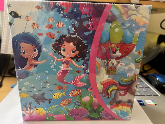 NEW Mermaid & Unicorn 2-sided round puzzle