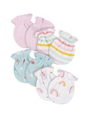 NEW Gerber pink/green 4pk infant mittens - size 18 months