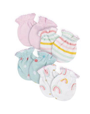 NEW Gerber pink/green 4pk infant mittens - size Newborn/0