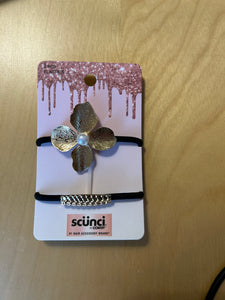 NEW Scunci 2pk hair ties gold w/ pearl & gold