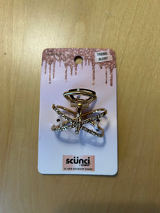 NEW Scunci fancy clip gold & pearl