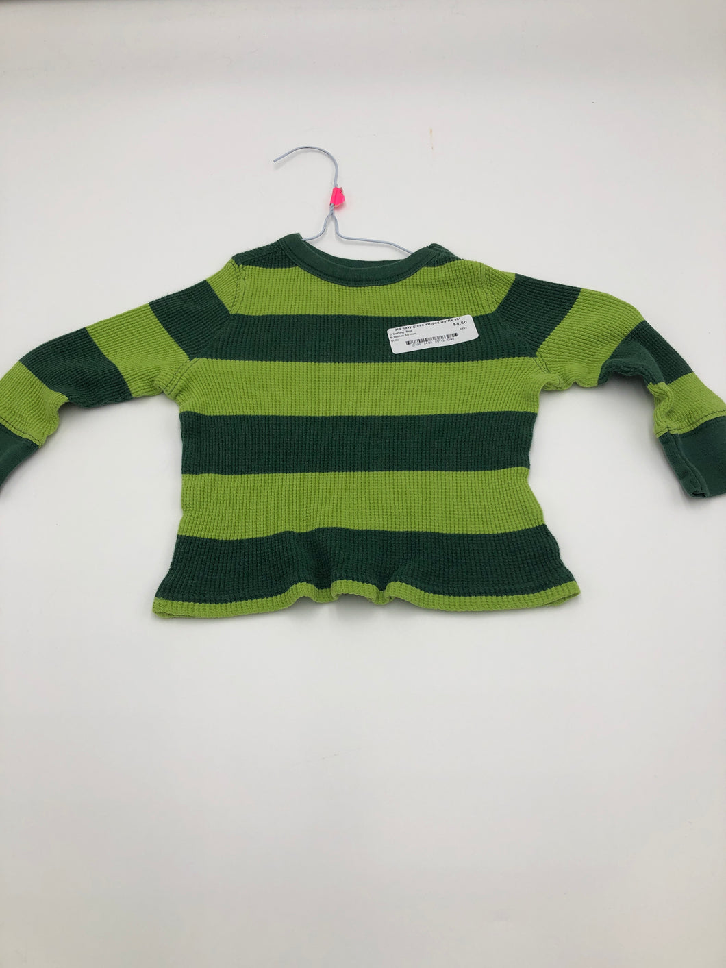 Old navy green striped waffle shirt - size 18 months