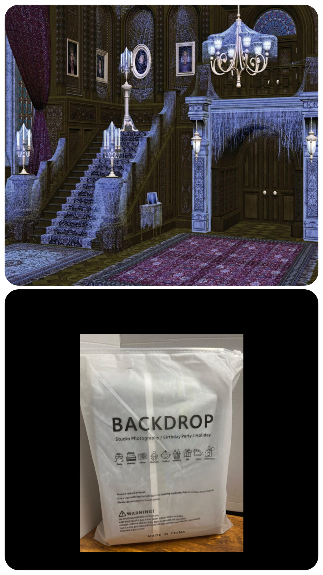 New! Halloween Haunted House Backdrop for Photo