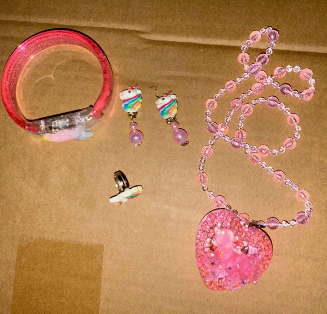 NEW Unicorn Necklace Bracelet Clip On Earring
