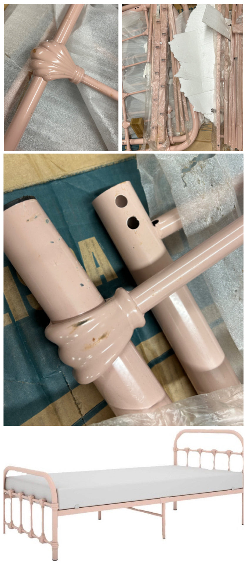 New! Pink Metal Twin Bed Never Assembled