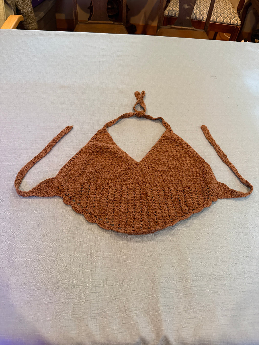 Brown Crochet Halter Top - size Small