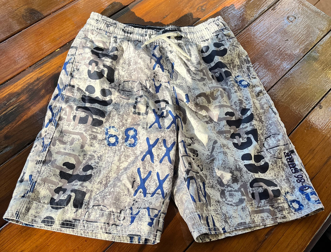 Gap Grey Print Swim Trunks w Pockets - size 8