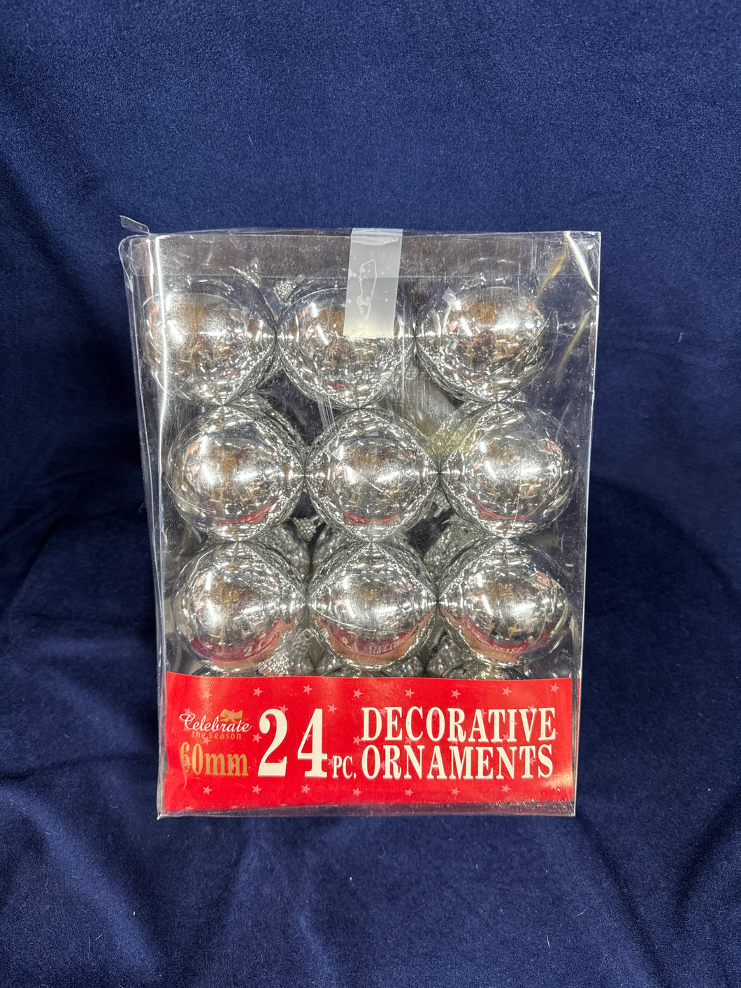 24 Plastic Silver Ornaments
