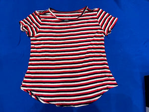 Rue 21 Rd/Wh/Bl Stripe SS Knit Top - size X-Small