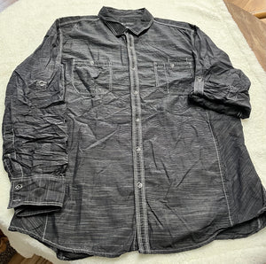 InternationalConcepts LS Roll Slv Dl Gry Dress Sh - size X-Large