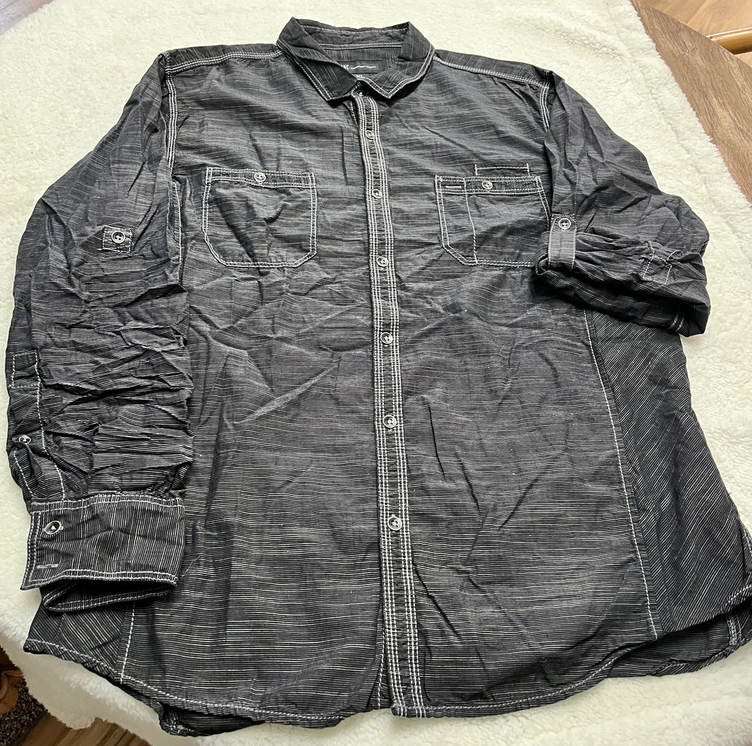 InternationalConcepts LS Roll Slv Dl Gry Dress Sh - size X-Large
