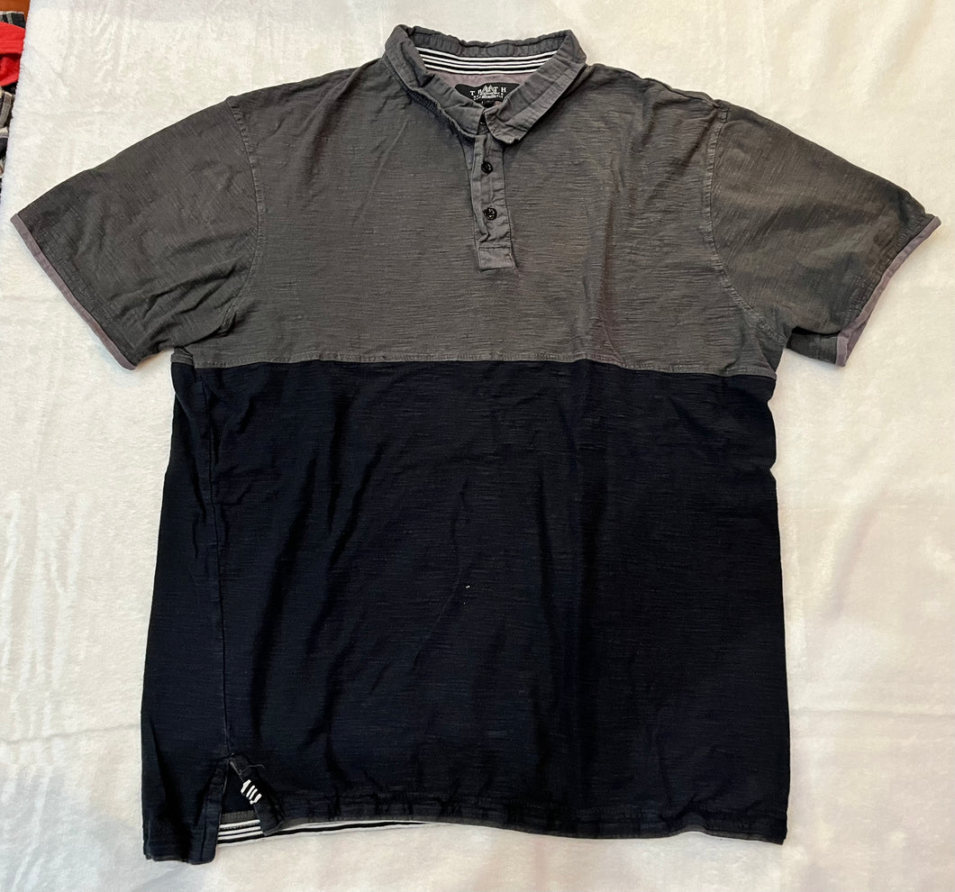Truth Grey/Blk Collared SS Tee Shirt - size Large
