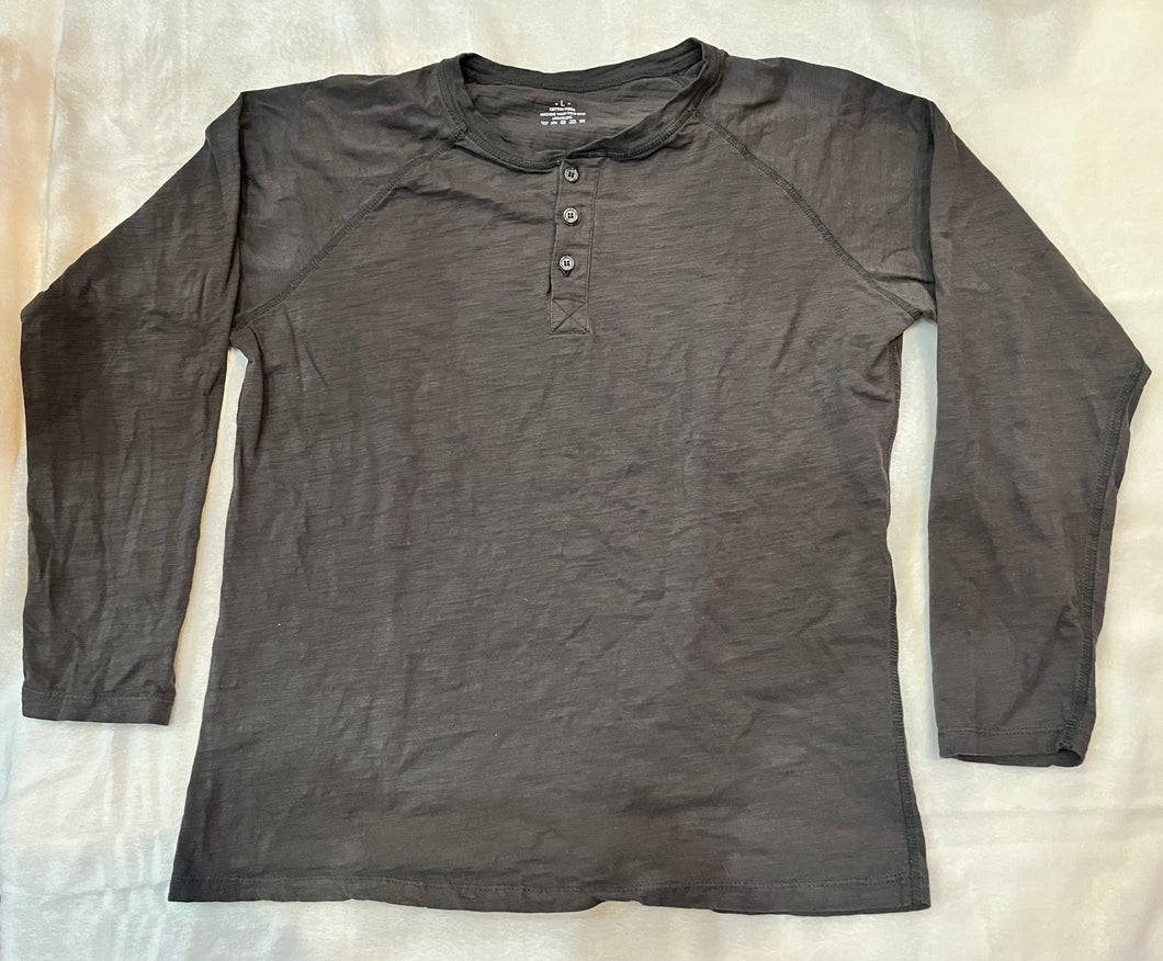 Dk Grey LS Henley Shirt - size Large
