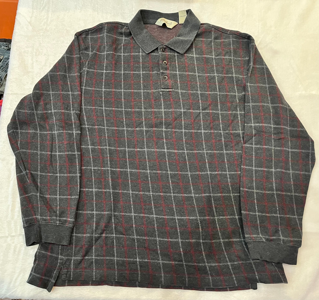 Eddie Bauer Grey Pld LS Collared Shirt - size Large