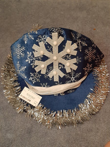 NWT Giant Holiday Hat dark blue snowflakes