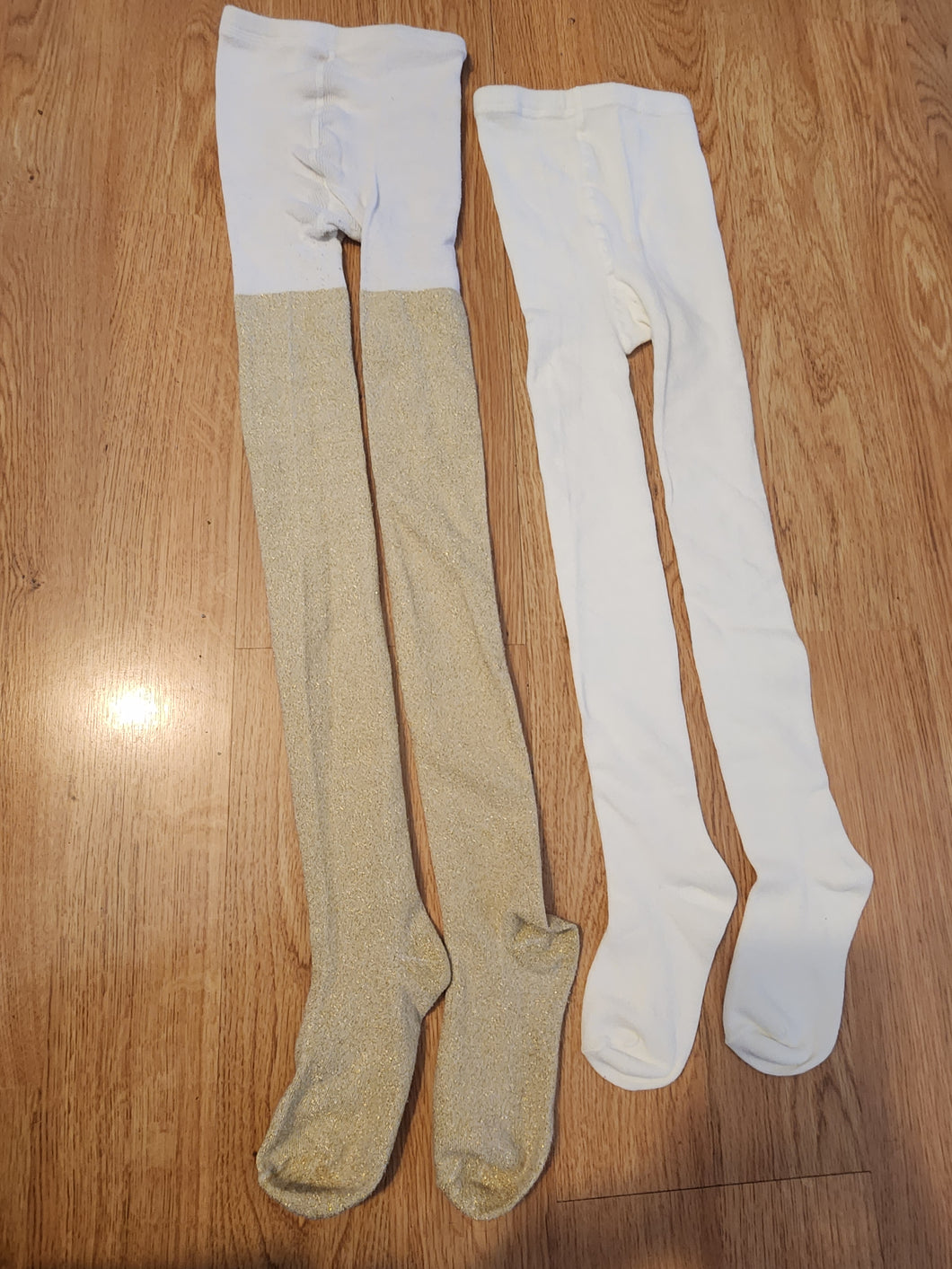 2 pr winter tights White/gold
