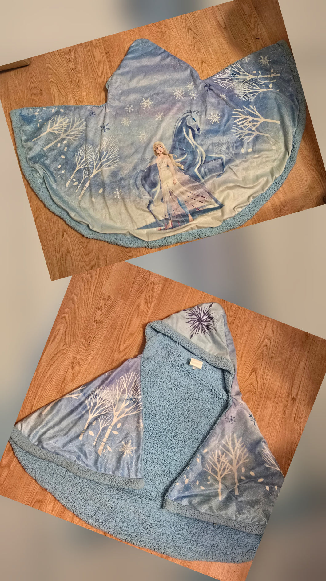 Blue cape/hooded blanket Frozen - Elsa, fleece