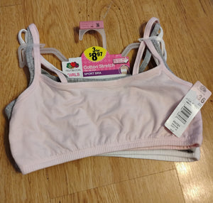 3 training bras - sz 36 Pk/wht/grey - NWT