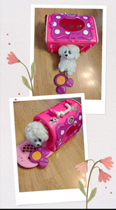 Minnie Mouse Dog carrier W/plush dog & food bowl