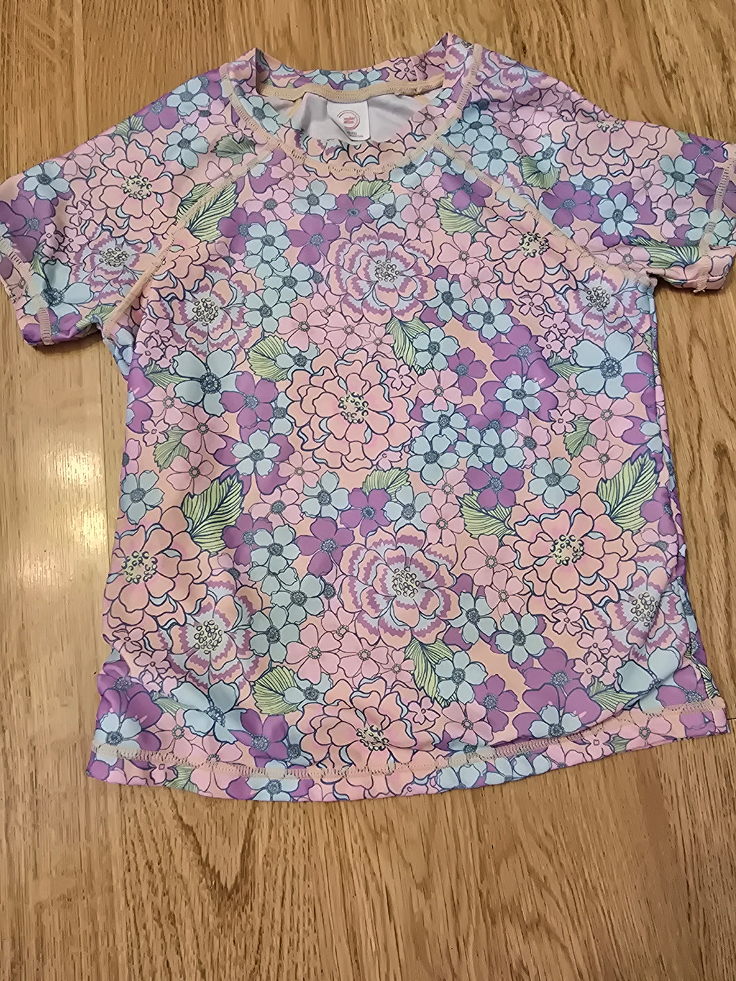 Swim top Flwrs/short sleeve - size 10