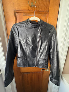 Faux Blk Leather Jacket Banana Republic Brand - size X-Small