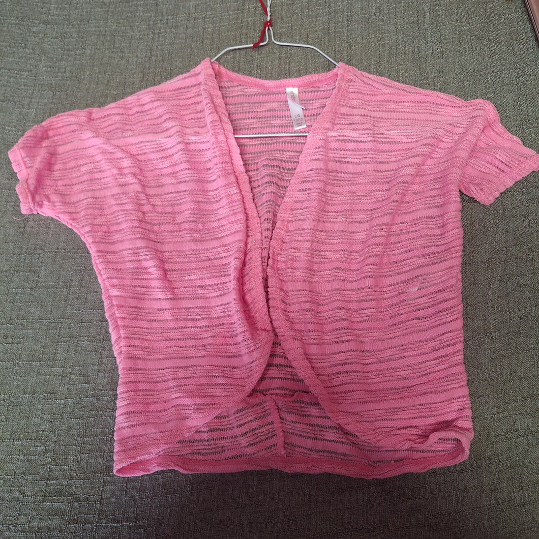 XHILIRATION PINK SHEER SHORT OPEN SWEATER - size 10