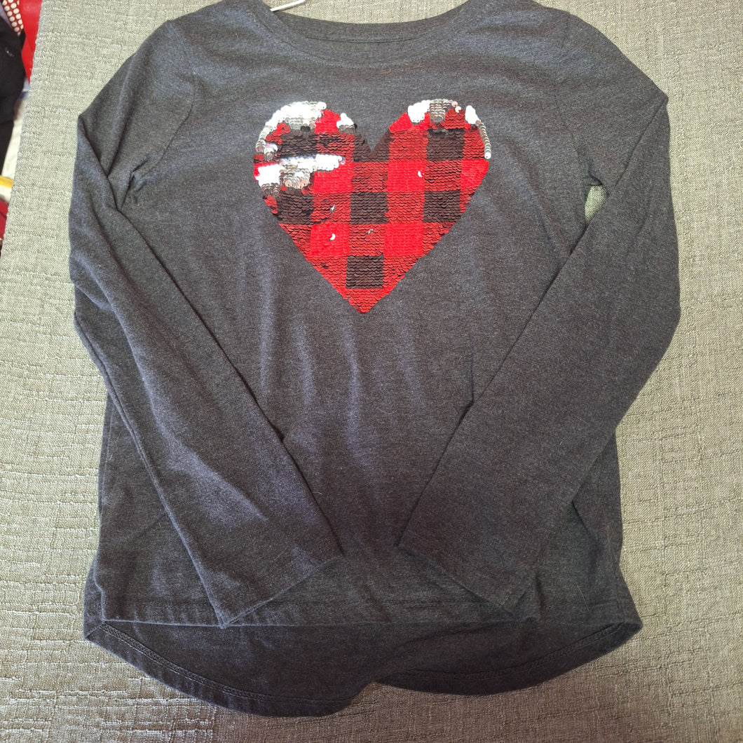 CAT AND JACK DARK GREY SEQUIN CHANGE HEART LS - size 10