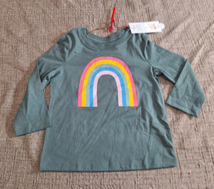 NWT CAT & JACK SHIRT GREEN WITH RAINBOW - size 2T