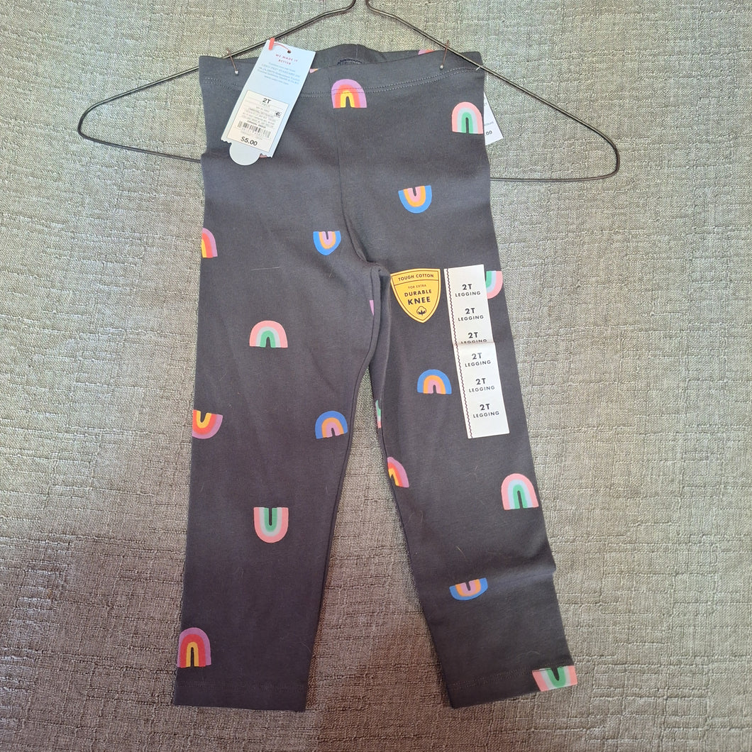 NWT CAT & JACK GREY RAIN RAINBOW LEGGINGS - size 2T
