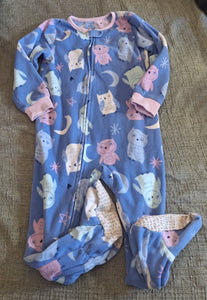 CARTERS FLEECE FEETIE PJ LAVENDER WITH OWLS - size 4/4T