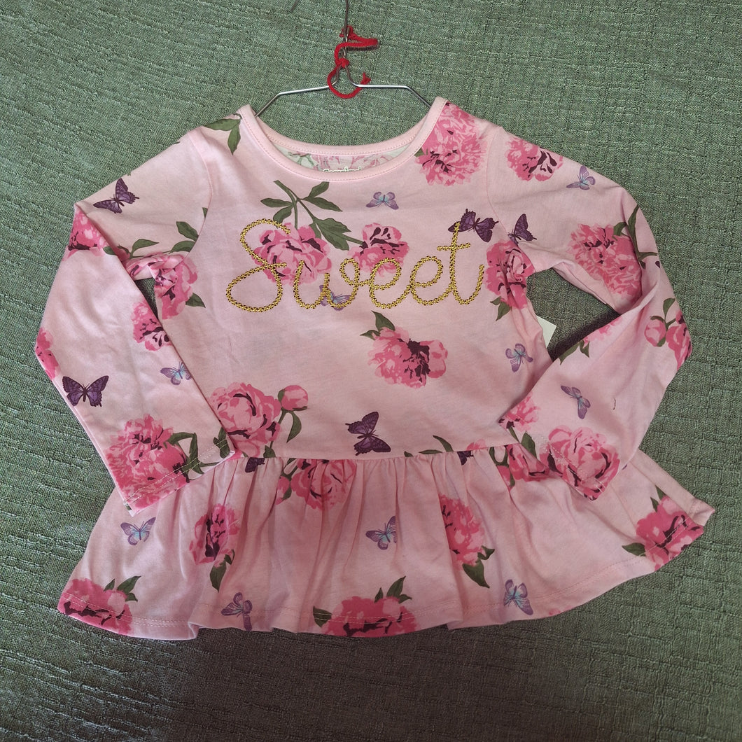 GRANIMALS PINK FLORAL SWEET SEQUIN SHIRT - size 3/3T