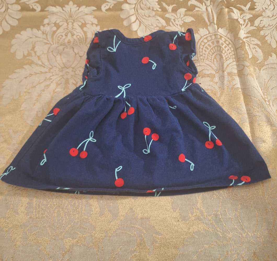 CARTERS NAVY BLUE CHERRIES DRESS - size Newborn/0