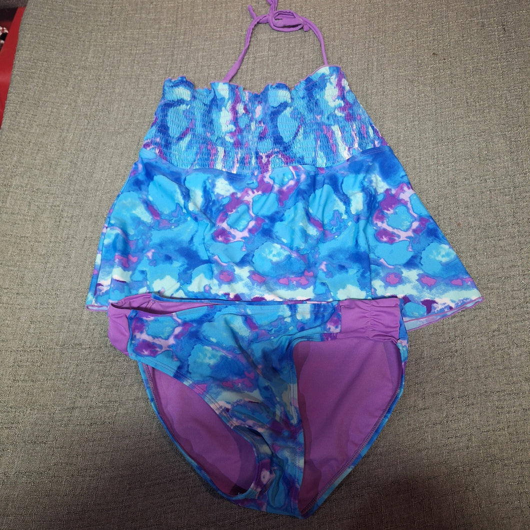 JUSTICE BLUE PURPLE TYE DYE TANKINI 18 1/2 - size 18