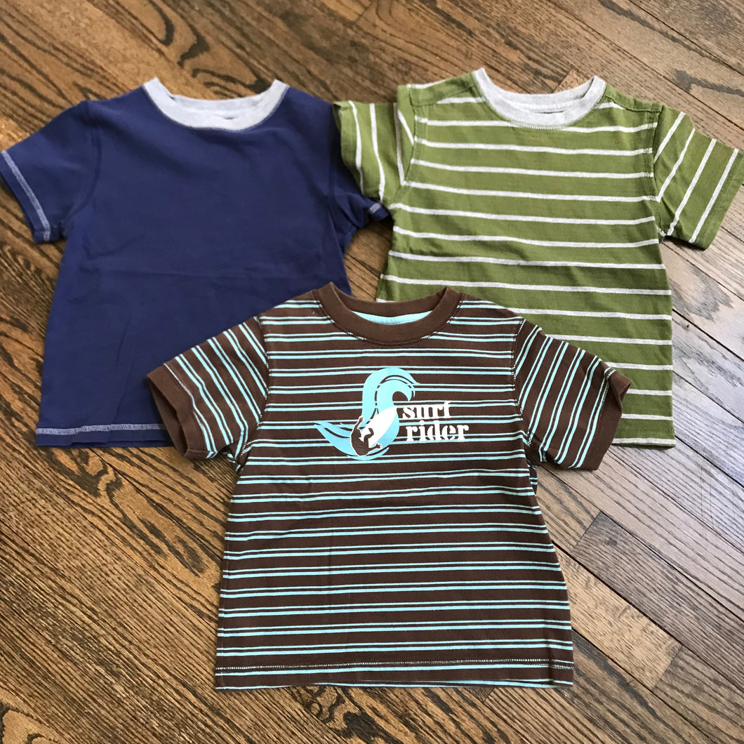 Gymboree/Gap 3 t-shirts brown/navy/green - size 4/4T