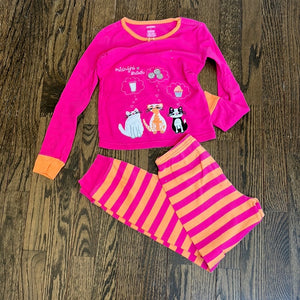 Gymboree pink kitties midnite snacks pjs - size 7