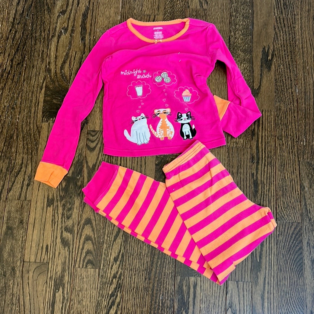 Gymboree pink kitties midnite snacks pjs - size 7