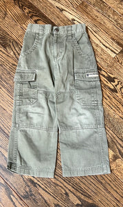 Green cargo pants elastic waist + full zip - size 4/4T