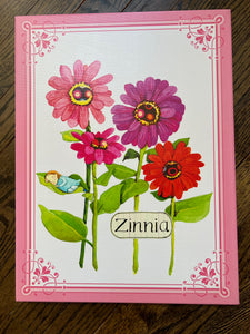 Zinna pink canvas wall hanging-like new!