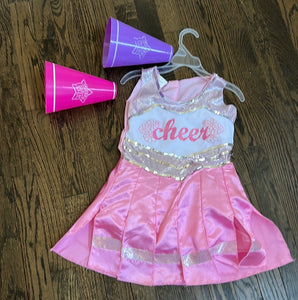 Cheerleader dress up + bullhorns - size 4/4T