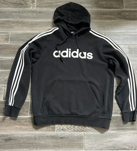 Adidas black 3 stripe hoodie - size Large