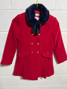 RED HOLIDAY COAT GOLD BUTTONS - size 10