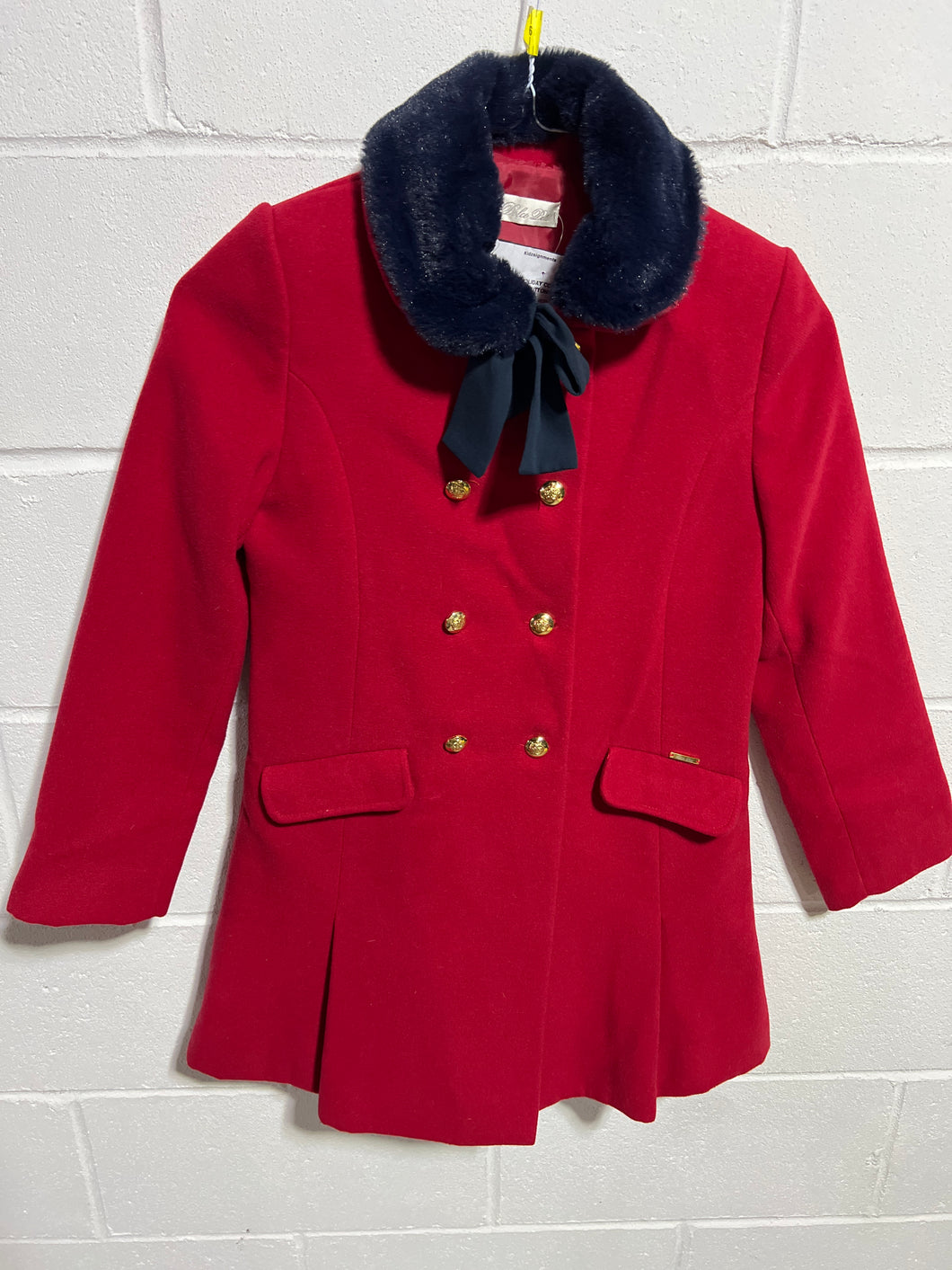 RED HOLIDAY COAT GOLD BUTTONS - size 10