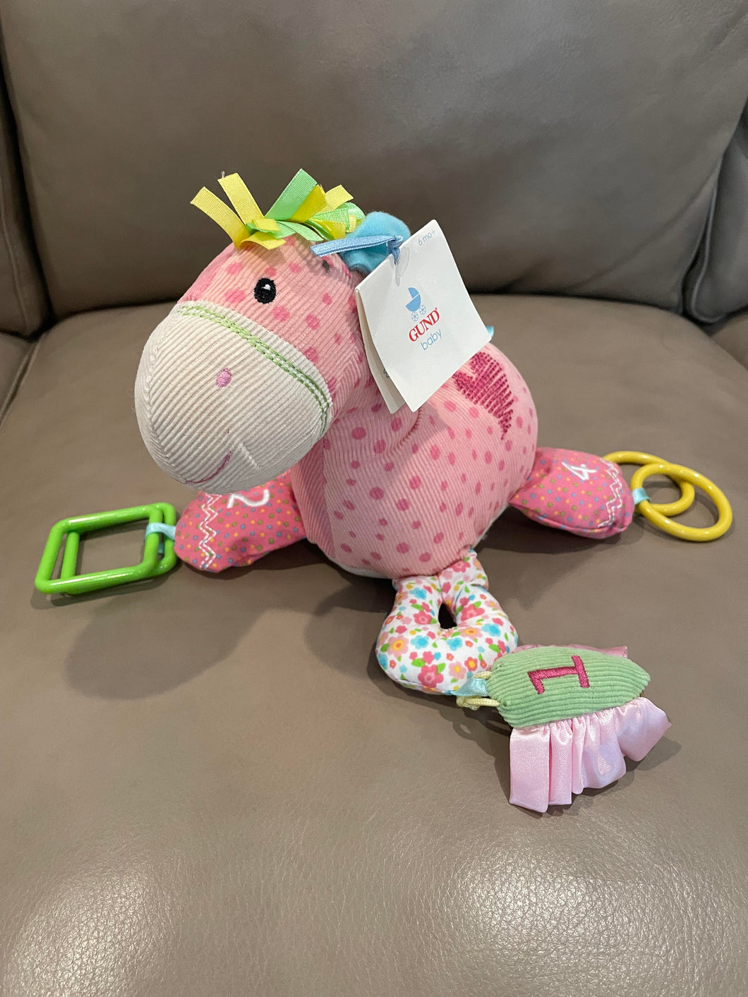 GUND NWT Rolly Polly Activity Toy 12 Pnk Hrs - size .Leave Blank