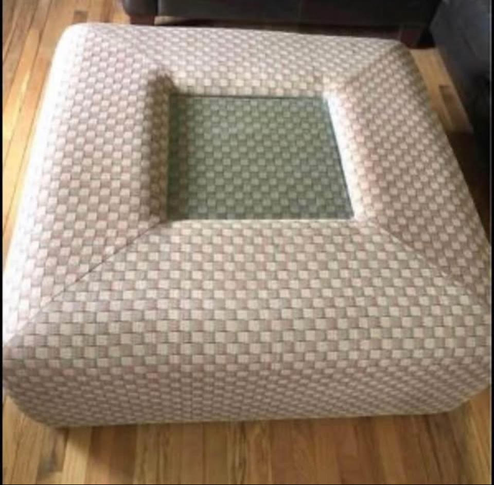 Perform Fabric Ottoman Cofe Tbl Glass 4'x4'x18