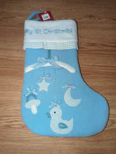 New w Tag My 1st Xmas Stocking, Blue