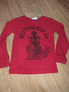 Red train long sleeve shirt - size 6
