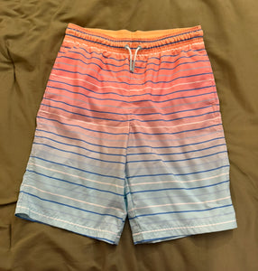 Cat & Jack peach & blue striped swimsuit - size 14