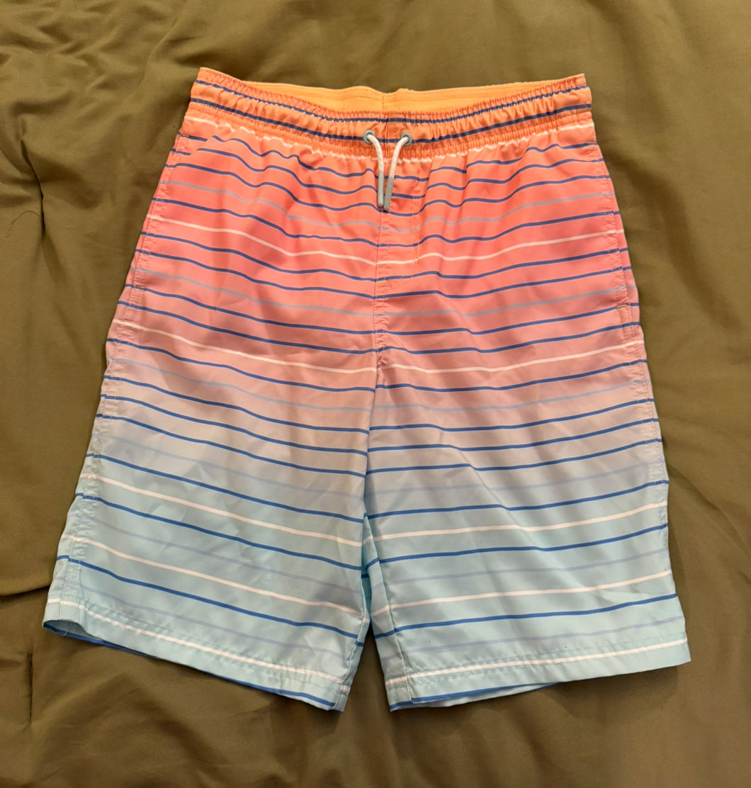 Cat & Jack peach & blue striped swimsuit - size 14