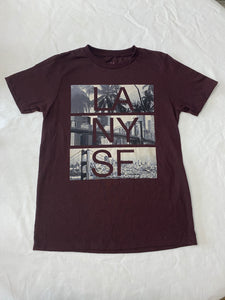 Ocean Current T Shirt Maroon LA NY SF - size Medium
