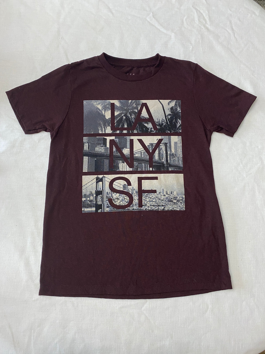 Ocean Current T Shirt Maroon LA NY SF - size Medium